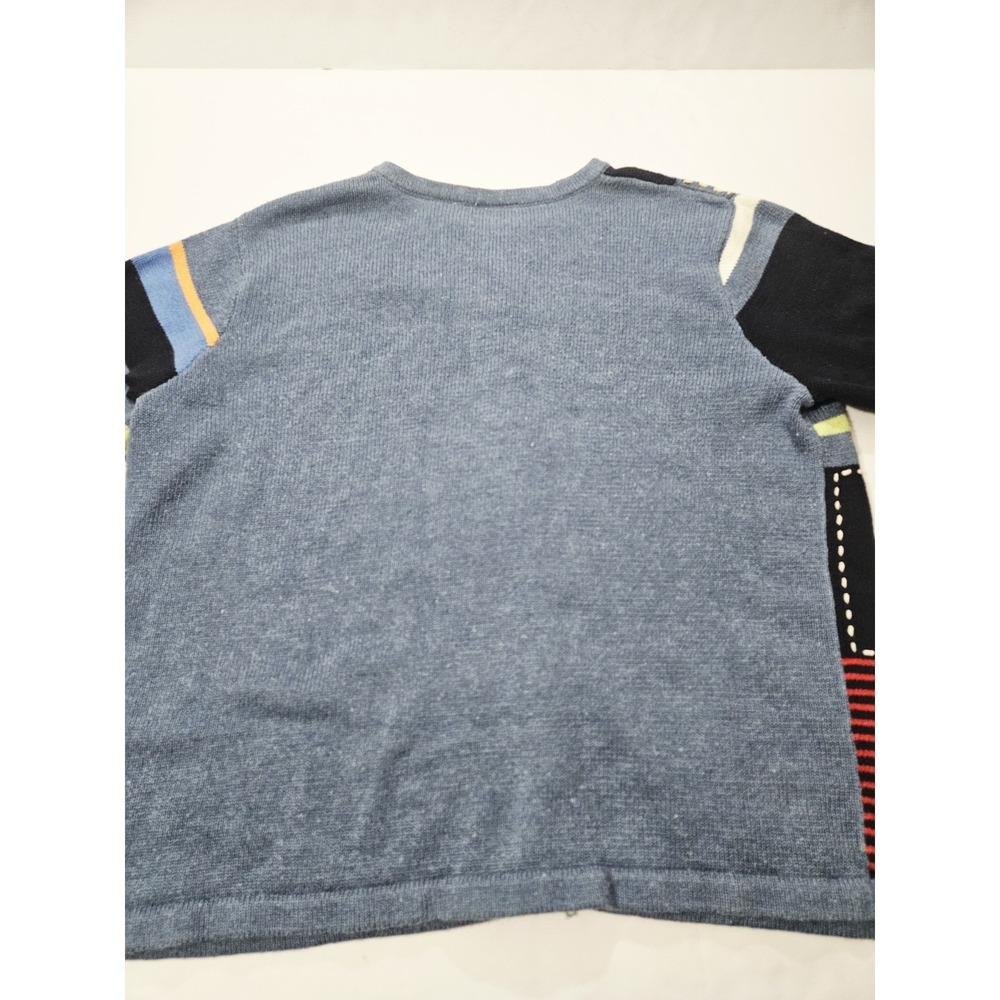Liz Claiborne Crazy Horse Sweater Womans Size 2 Blue Red Striped Pullover - Picture 5 of 5